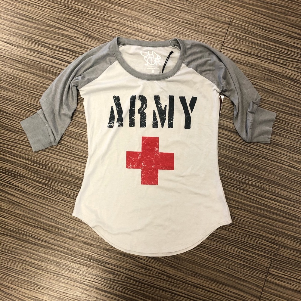 3/4 sleeve Army Tee Available in XS & S